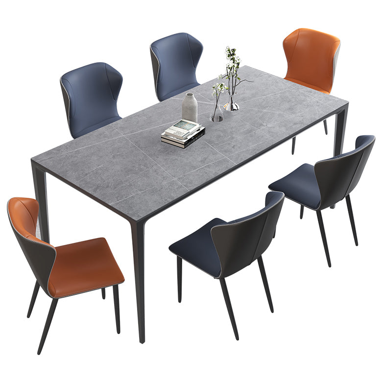 Minimalist Rectangle Shape Dining Table Standard Sintered Stone Top Dining Table for Kitchen Clearhalo ' dining_table' 'Dining Tables & Seating' 'Dining Tables' 'furn' 'furn_dining_table' 'Furniture' 'furniture_dining_table' 'Kitchen & Dining Furniture' 'kitchen&dining_furn' 'kitchen' 'kitchen_dining_table' 3959554