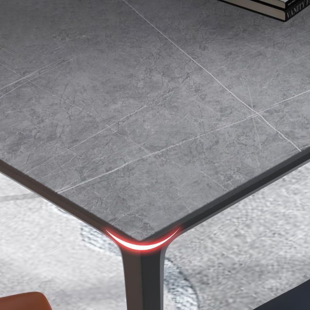 Minimalist Rectangle Shape Dining Table Standard Sintered Stone Top Dining Table for Kitchen Clearhalo ' dining_table' 'Dining Tables & Seating' 'Dining Tables' 'furn' 'furn_dining_table' 'Furniture' 'furniture_dining_table' 'Kitchen & Dining Furniture' 'kitchen&dining_furn' 'kitchen' 'kitchen_dining_table' 3959557