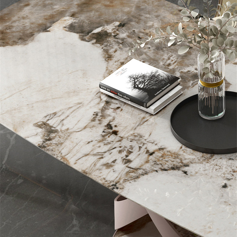 Casual Sintered Stone Standard Dining Table Rectangle Shape Dining Table with Pedestal Base Clearhalo ' dining_table' 'Dining Tables & Seating' 'Dining Tables' 'furn' 'furn_dining_table' 'Furniture' 'furniture_dining_table' 'Kitchen & Dining Furniture' 'kitchen&dining_furn' 'kitchen' 'kitchen_dining_table' 3959568