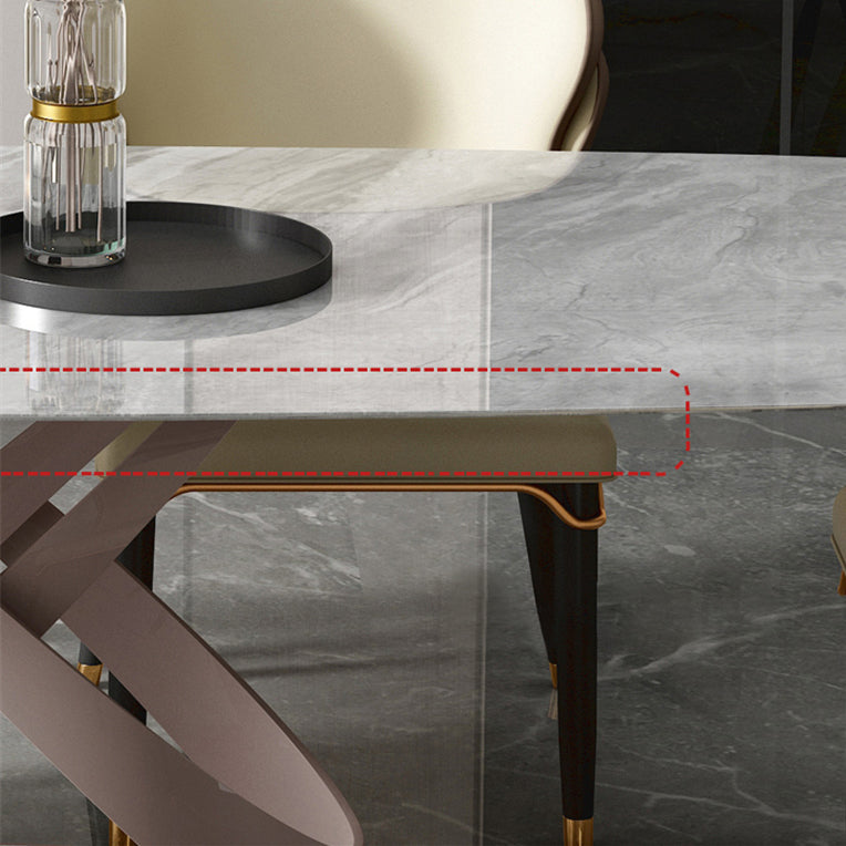 Casual Sintered Stone Standard Dining Table Rectangle Shape Dining Table with Pedestal Base Clearhalo ' dining_table' 'Dining Tables & Seating' 'Dining Tables' 'furn' 'furn_dining_table' 'Furniture' 'furniture_dining_table' 'Kitchen & Dining Furniture' 'kitchen&dining_furn' 'kitchen' 'kitchen_dining_table' 3959570