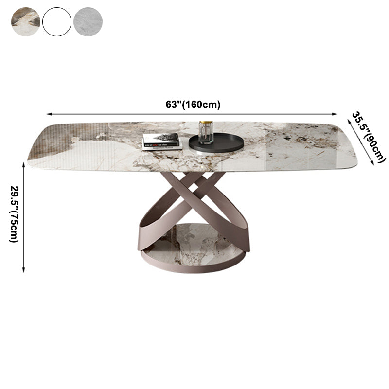 Casual Sintered Stone Standard Dining Table Rectangle Shape Dining Table with Pedestal Base Clearhalo ' dining_table' 'Dining Tables & Seating' 'Dining Tables' 'furn' 'furn_dining_table' 'Furniture' 'furniture_dining_table' 'Kitchen & Dining Furniture' 'kitchen&dining_furn' 'kitchen' 'kitchen_dining_table' 3959578