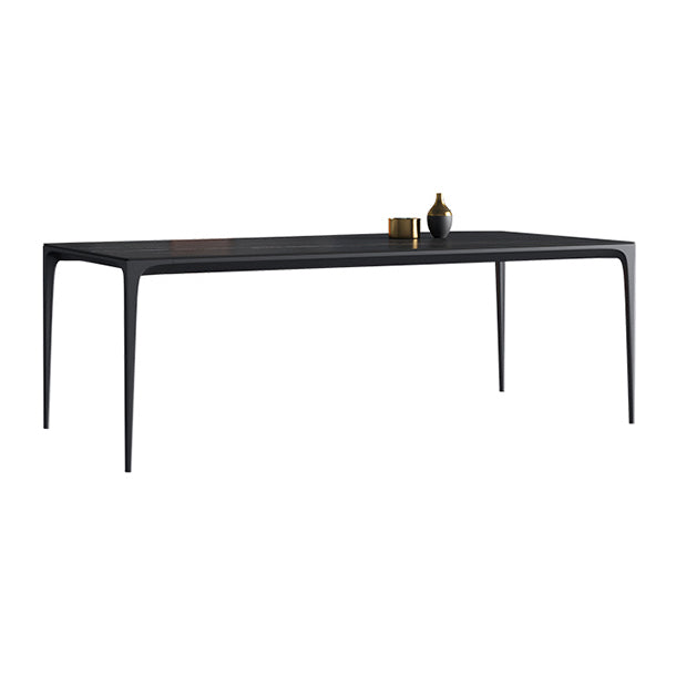 Simple Kitchen Rectangle Shape Dining Table Sintered Stone Top Dining Table with 4 Legs Base Black Without Chairs Clearhalo ' dining_table' 'Dining Tables & Seating' 'Dining Tables' 'furn' 'furn_dining_table' 'Furniture' 'furniture_dining_table' 'Kitchen & Dining Furniture' 'kitchen&dining_furn' 'kitchen' 'kitchen_dining_table' 3959584