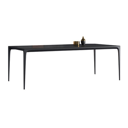 Simple Kitchen Rectangle Shape Dining Table Sintered Stone Top Dining Table with 4 Legs Base Black Without Chairs Clearhalo ' dining_table' 'Dining Tables & Seating' 'Dining Tables' 'furn' 'furn_dining_table' 'Furniture' 'furniture_dining_table' 'Kitchen & Dining Furniture' 'kitchen&dining_furn' 'kitchen' 'kitchen_dining_table' 3959584