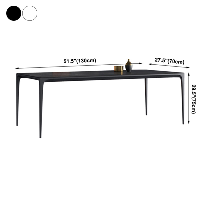 Simple Kitchen Rectangle Shape Dining Table Sintered Stone Top Dining Table with 4 Legs Base Clearhalo ' dining_table' 'Dining Tables & Seating' 'Dining Tables' 'furn' 'furn_dining_table' 'Furniture' 'furniture_dining_table' 'Kitchen & Dining Furniture' 'kitchen&dining_furn' 'kitchen' 'kitchen_dining_table' 3959590