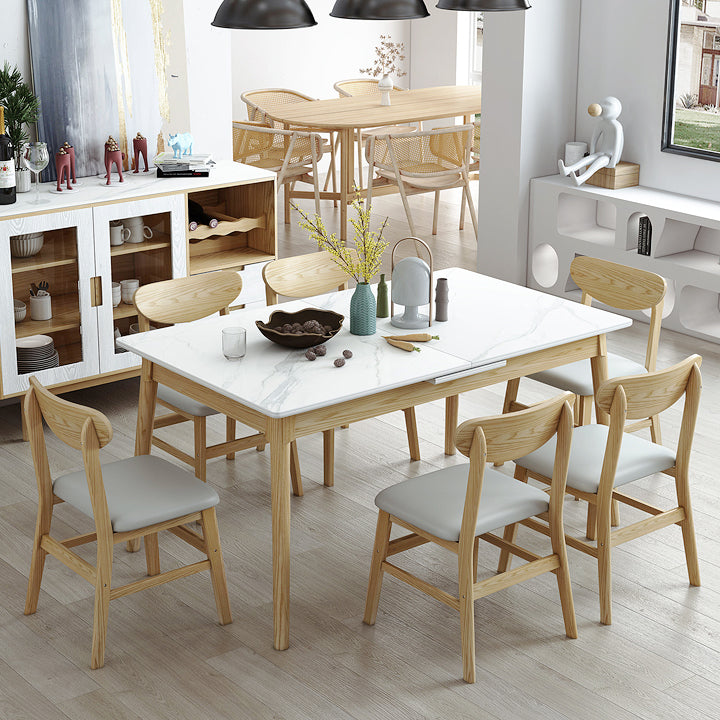 Rectangle Extendable Stone Dining Site Table Traditional Luxury Dinette Table for Home Clearhalo ' dining_table' 'Dining Tables & Seating' 'Dining Tables' 'furn' 'furn_dining_table' 'Furniture' 'furniture_dining_table' 'Kitchen & Dining Furniture' 'kitchen&dining_furn' 'kitchen' 'kitchen_dining_table' 3959594