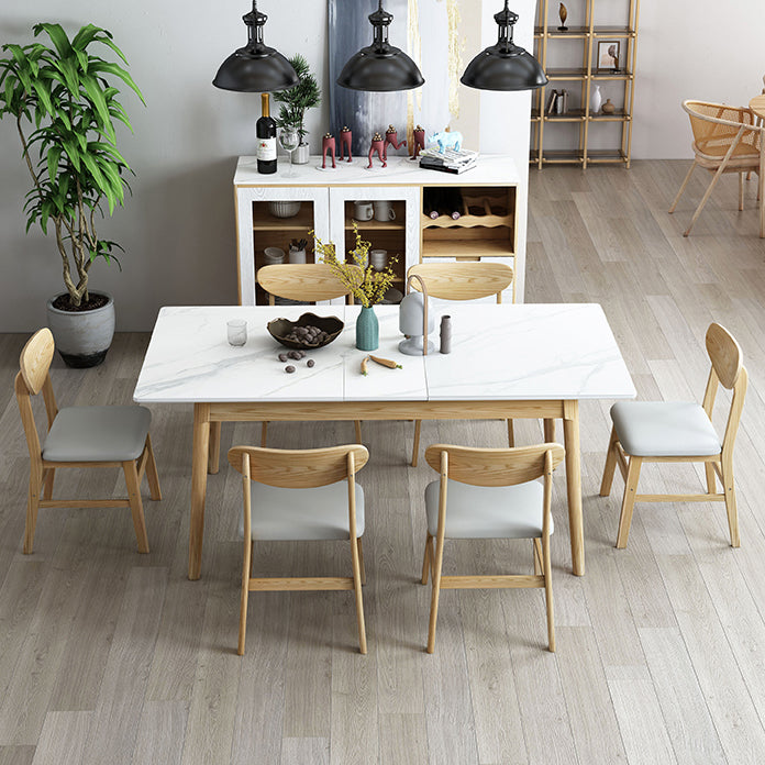 Rectangle Extendable Stone Dining Site Table Traditional Luxury Dinette Table for Home Clearhalo ' dining_table' 'Dining Tables & Seating' 'Dining Tables' 'furn' 'furn_dining_table' 'Furniture' 'furniture_dining_table' 'Kitchen & Dining Furniture' 'kitchen&dining_furn' 'kitchen' 'kitchen_dining_table' 3959595