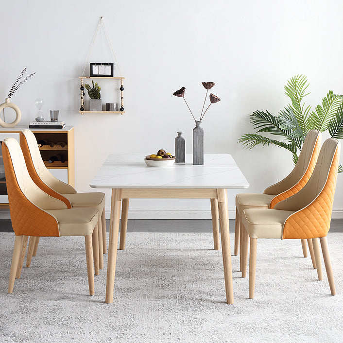 Rectangle Extendable Stone Dining Site Table Traditional Luxury Dinette Table for Home Clearhalo ' dining_table' 'Dining Tables & Seating' 'Dining Tables' 'furn' 'furn_dining_table' 'Furniture' 'furniture_dining_table' 'Kitchen & Dining Furniture' 'kitchen&dining_furn' 'kitchen' 'kitchen_dining_table' 3959596