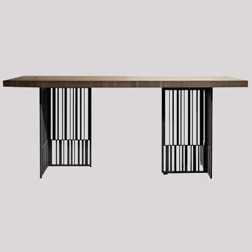 Metal Industrial Rectangular Dining Table Wood Top Dining Table for Kitchen Clearhalo ' dining_table' 'Dining Tables & Seating' 'Dining Tables' 'furn' 'furn_dining_table' 'Furniture' 'furniture_dining_table' 'Kitchen & Dining Furniture' 'kitchen&dining_furn' 'kitchen' 'kitchen_dining_table' 3959611