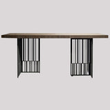 Metal Industrial Rectangular Dining Table Wood Top Dining Table for Kitchen Clearhalo ' dining_table' 'Dining Tables & Seating' 'Dining Tables' 'furn' 'furn_dining_table' 'Furniture' 'furniture_dining_table' 'Kitchen & Dining Furniture' 'kitchen&dining_furn' 'kitchen' 'kitchen_dining_table' 3959611