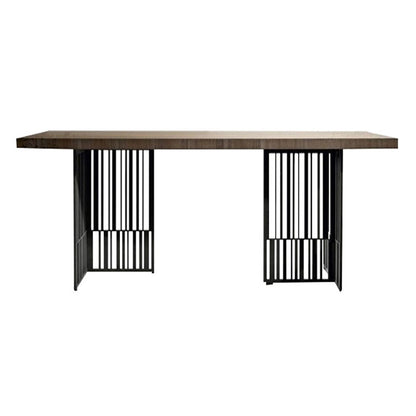 Metal Industrial Rectangular Dining Table Wood Top Dining Table for Kitchen Without Chairs Clearhalo ' dining_table' 'Dining Tables & Seating' 'Dining Tables' 'furn' 'furn_dining_table' 'Furniture' 'furniture_dining_table' 'Kitchen & Dining Furniture' 'kitchen&dining_furn' 'kitchen' 'kitchen_dining_table' 3959612