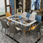 Metal Traditional Luxury Rectangle Table Marble Top Table with Trestle Base Clearhalo ' dining_table' 'Dining Tables & Seating' 'Dining Tables' 'furn' 'furn_dining_table' 'Furniture' 'furniture_dining_table' 'Kitchen & Dining Furniture' 'kitchen&dining_furn' 'kitchen' 'kitchen_dining_table' 3959630