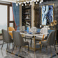 Metal Traditional Luxury Rectangle Table Marble Top Table with Trestle Base Clearhalo ' dining_table' 'Dining Tables & Seating' 'Dining Tables' 'furn' 'furn_dining_table' 'Furniture' 'furniture_dining_table' 'Kitchen & Dining Furniture' 'kitchen&dining_furn' 'kitchen' 'kitchen_dining_table' 3959632