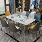 Metal Traditional Luxury Rectangle Table Marble Top Table with Trestle Base White Without Chairs Clearhalo ' dining_table' 'Dining Tables & Seating' 'Dining Tables' 'furn' 'furn_dining_table' 'Furniture' 'furniture_dining_table' 'Kitchen & Dining Furniture' 'kitchen&dining_furn' 'kitchen' 'kitchen_dining_table' 3959633