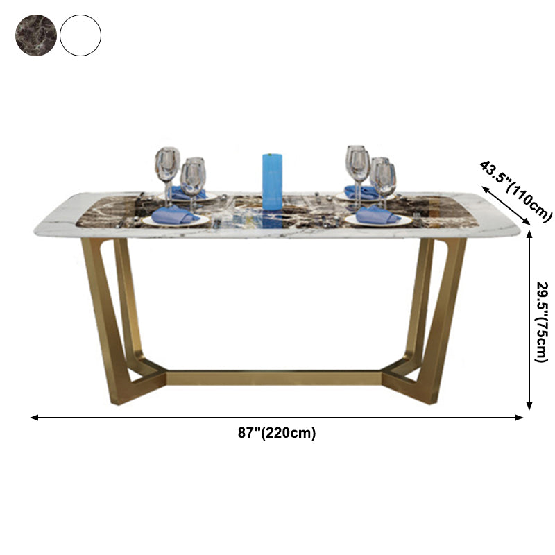 Metal Traditional Luxury Rectangle Table Marble Top Table with Trestle Base Clearhalo ' dining_table' 'Dining Tables & Seating' 'Dining Tables' 'furn' 'furn_dining_table' 'Furniture' 'furniture_dining_table' 'Kitchen & Dining Furniture' 'kitchen&dining_furn' 'kitchen' 'kitchen_dining_table' 3959644