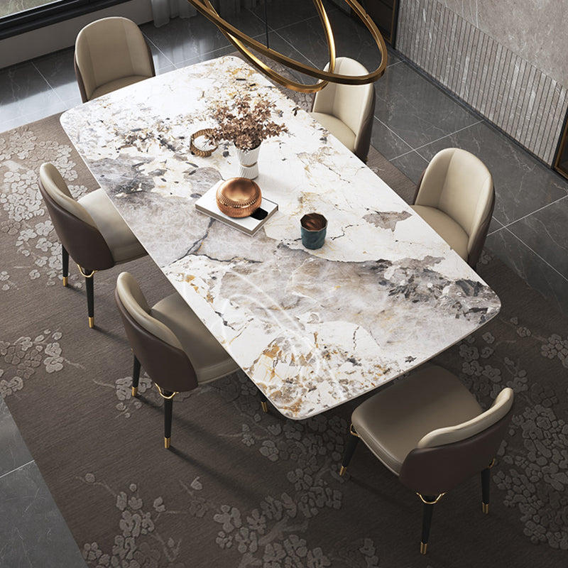 Metal Traditional Luxury Rectangle Table Sintered Stone Table for Dining Room and Kitchen Clearhalo ' dining_table' 'Dining Tables & Seating' 'Dining Tables' 'furn' 'furn_dining_table' 'Furniture' 'furniture_dining_table' 'Kitchen & Dining Furniture' 'kitchen&dining_furn' 'kitchen' 'kitchen_dining_table' 3959647
