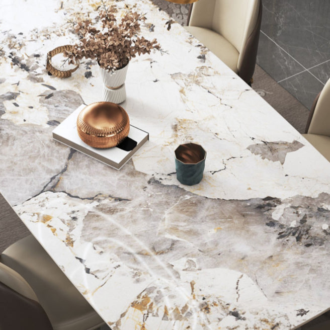 Metal Traditional Luxury Rectangle Table Sintered Stone Table for Dining Room and Kitchen Clearhalo ' dining_table' 'Dining Tables & Seating' 'Dining Tables' 'furn' 'furn_dining_table' 'Furniture' 'furniture_dining_table' 'Kitchen & Dining Furniture' 'kitchen&dining_furn' 'kitchen' 'kitchen_dining_table' 3959650