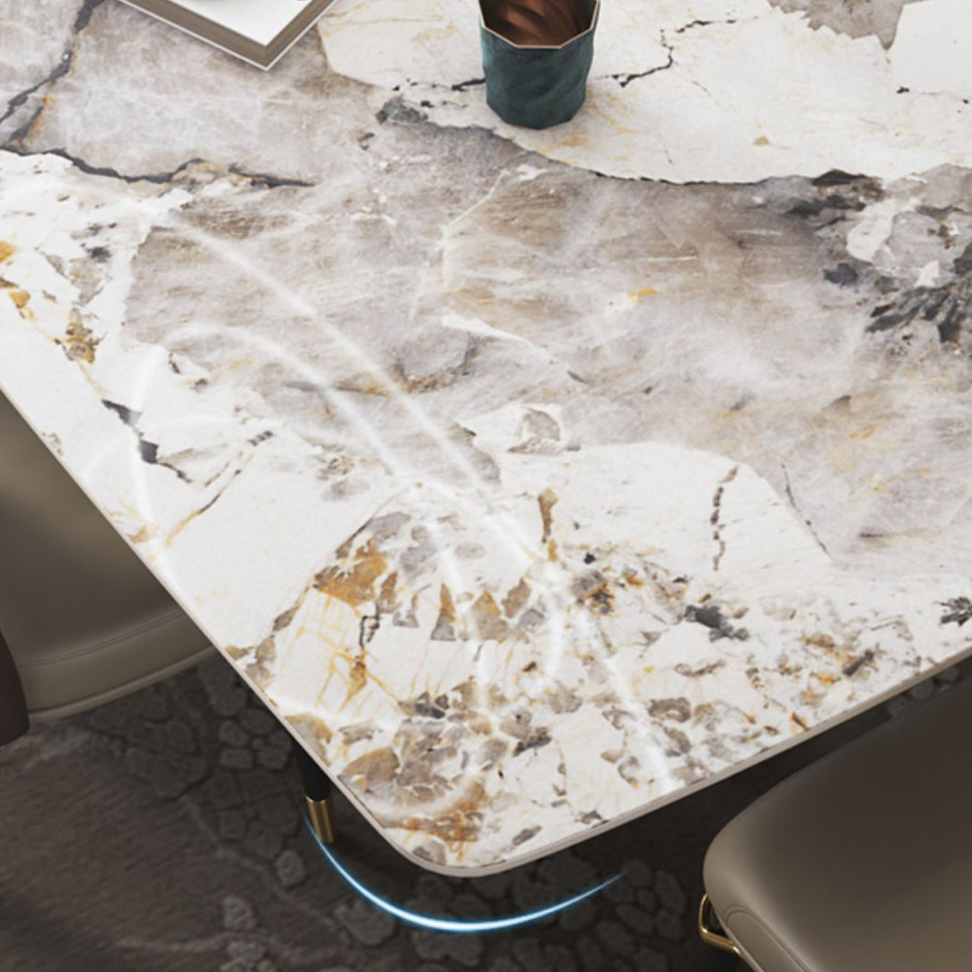 Metal Traditional Luxury Rectangle Table Sintered Stone Table for Dining Room and Kitchen Clearhalo ' dining_table' 'Dining Tables & Seating' 'Dining Tables' 'furn' 'furn_dining_table' 'Furniture' 'furniture_dining_table' 'Kitchen & Dining Furniture' 'kitchen&dining_furn' 'kitchen' 'kitchen_dining_table' 3959651