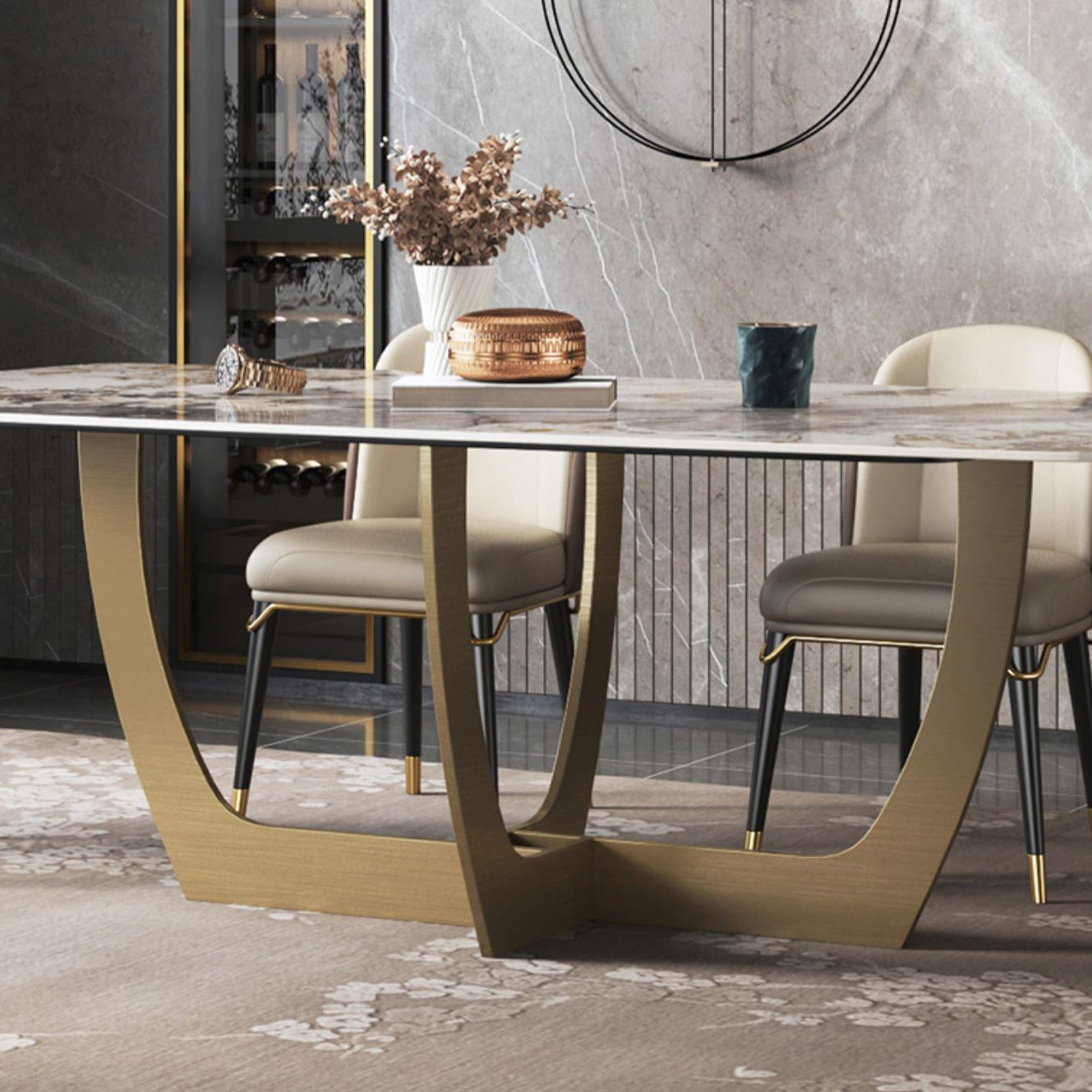 Metal Traditional Luxury Rectangle Table Sintered Stone Table for Dining Room and Kitchen Clearhalo ' dining_table' 'Dining Tables & Seating' 'Dining Tables' 'furn' 'furn_dining_table' 'Furniture' 'furniture_dining_table' 'Kitchen & Dining Furniture' 'kitchen&dining_furn' 'kitchen' 'kitchen_dining_table' 3959653