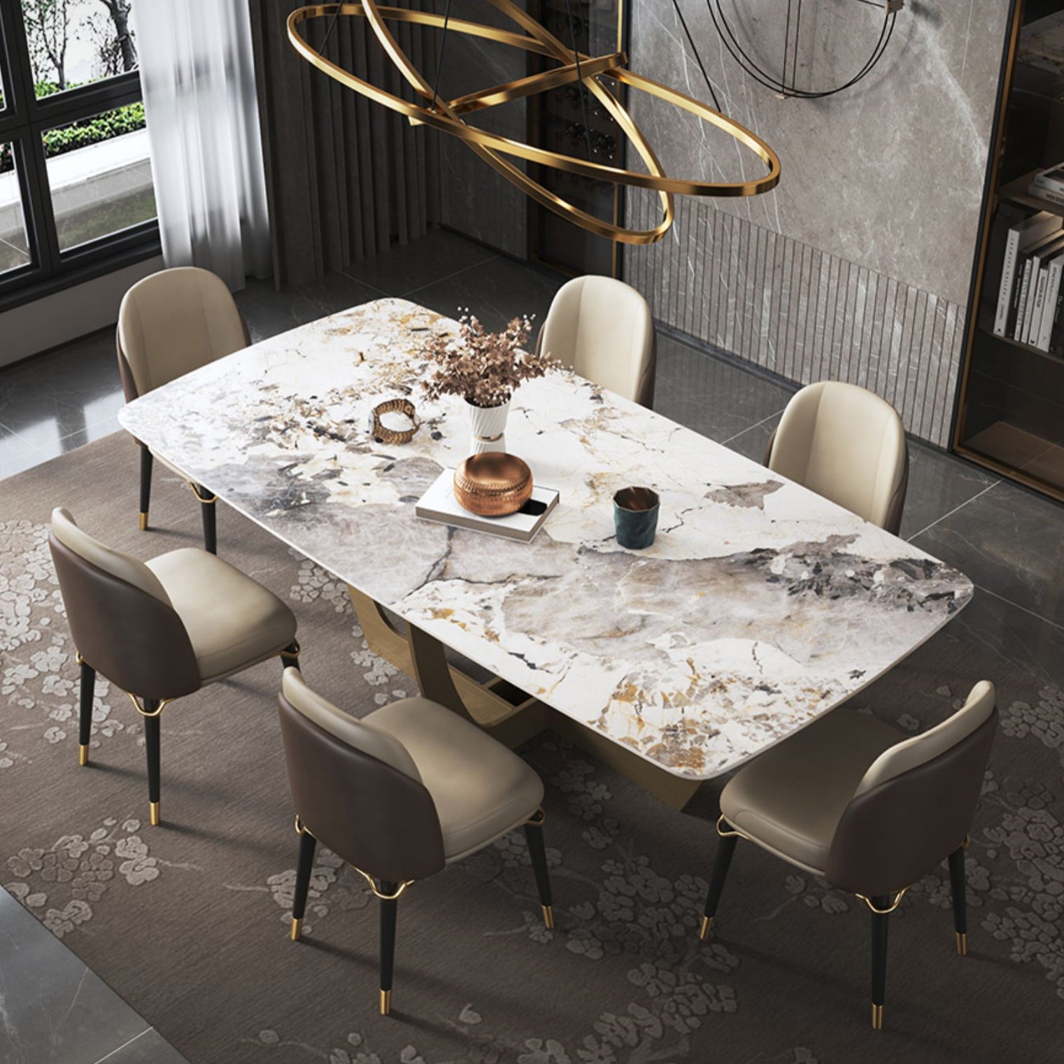 Metal Traditional Luxury Rectangle Table Sintered Stone Table for Dining Room and Kitchen Clearhalo ' dining_table' 'Dining Tables & Seating' 'Dining Tables' 'furn' 'furn_dining_table' 'Furniture' 'furniture_dining_table' 'Kitchen & Dining Furniture' 'kitchen&dining_furn' 'kitchen' 'kitchen_dining_table' 3959656