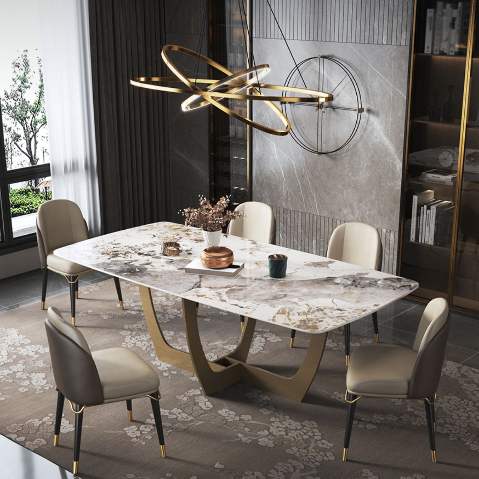Metal Traditional Luxury Rectangle Table Sintered Stone Table for Dining Room and Kitchen Clearhalo ' dining_table' 'Dining Tables & Seating' 'Dining Tables' 'furn' 'furn_dining_table' 'Furniture' 'furniture_dining_table' 'Kitchen & Dining Furniture' 'kitchen&dining_furn' 'kitchen' 'kitchen_dining_table' 3959657
