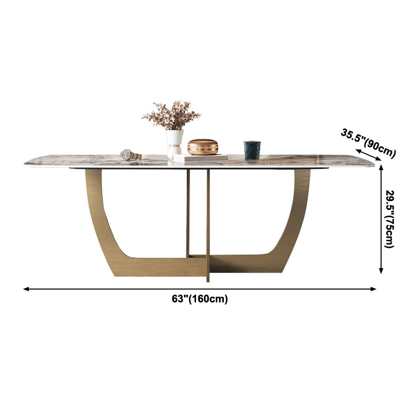 Metal Traditional Luxury Rectangle Table Sintered Stone Table for Dining Room and Kitchen Clearhalo ' dining_table' 'Dining Tables & Seating' 'Dining Tables' 'furn' 'furn_dining_table' 'Furniture' 'furniture_dining_table' 'Kitchen & Dining Furniture' 'kitchen&dining_furn' 'kitchen' 'kitchen_dining_table' 3959660