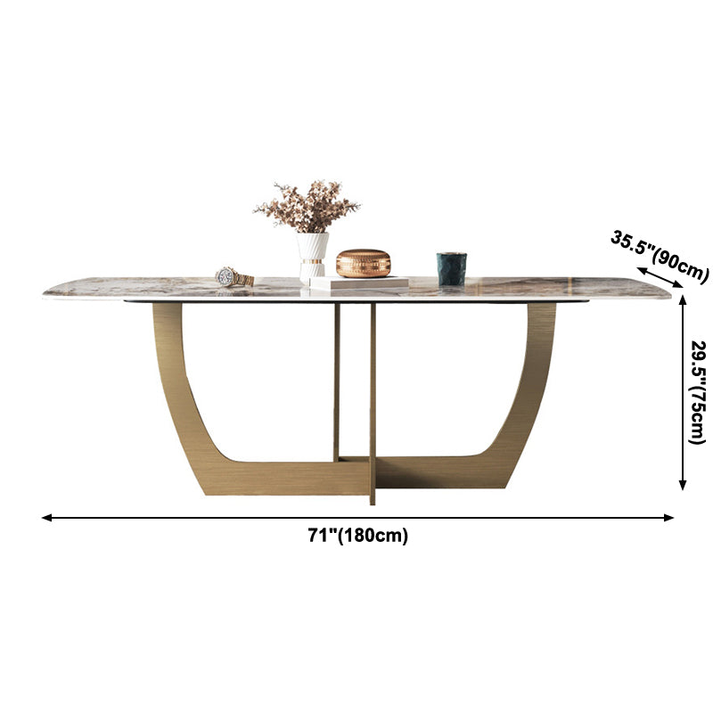 Metal Traditional Luxury Rectangle Table Sintered Stone Table for Dining Room and Kitchen Clearhalo ' dining_table' 'Dining Tables & Seating' 'Dining Tables' 'furn' 'furn_dining_table' 'Furniture' 'furniture_dining_table' 'Kitchen & Dining Furniture' 'kitchen&dining_furn' 'kitchen' 'kitchen_dining_table' 3959661