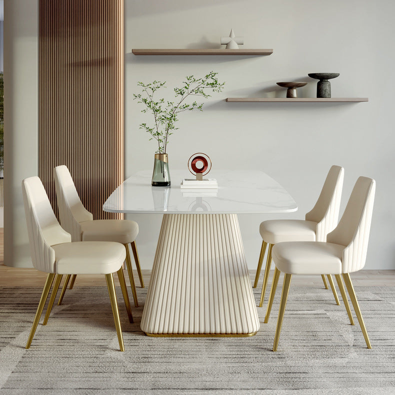 Metal Traditional Luxury Rectangular Dining Table Sintered Stone Table with Pedestal Base Clearhalo ' dining_table' 'Dining Tables & Seating' 'Dining Tables' 'furn' 'furn_dining_table' 'Furniture' 'furniture_dining_table' 'Kitchen & Dining Furniture' 'kitchen&dining_furn' 'kitchen' 'kitchen_dining_table' 3959662