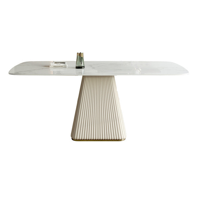 Metal Traditional Luxury Rectangular Dining Table Sintered Stone Table with Pedestal Base Without Chairs Clearhalo ' dining_table' 'Dining Tables & Seating' 'Dining Tables' 'furn' 'furn_dining_table' 'Furniture' 'furniture_dining_table' 'Kitchen & Dining Furniture' 'kitchen&dining_furn' 'kitchen' 'kitchen_dining_table' 3959666
