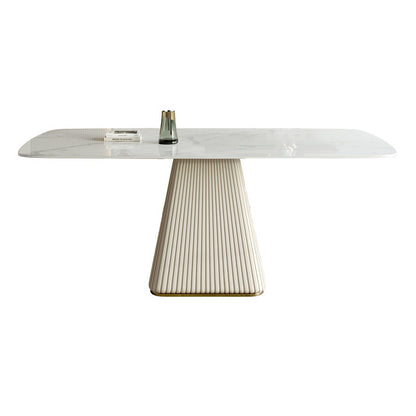 Metal Traditional Luxury Rectangular Dining Table Sintered Stone Table with Pedestal Base Without Chairs Clearhalo ' dining_table' 'Dining Tables & Seating' 'Dining Tables' 'furn' 'furn_dining_table' 'Furniture' 'furniture_dining_table' 'Kitchen & Dining Furniture' 'kitchen&dining_furn' 'kitchen' 'kitchen_dining_table' 3959666