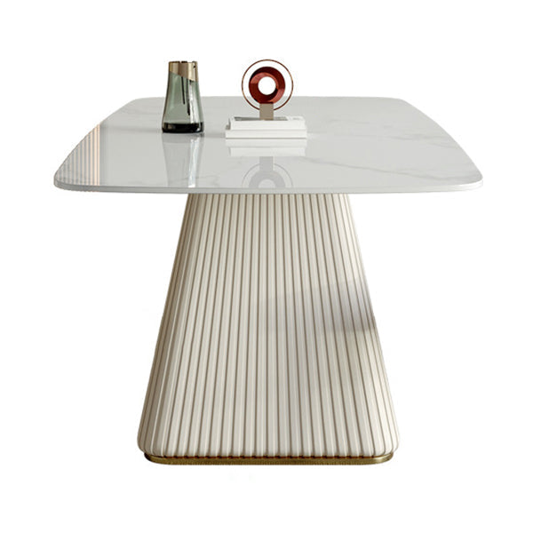 Metal Traditional Luxury Rectangular Dining Table Sintered Stone Table with Pedestal Base Clearhalo ' dining_table' 'Dining Tables & Seating' 'Dining Tables' 'furn' 'furn_dining_table' 'Furniture' 'furniture_dining_table' 'Kitchen & Dining Furniture' 'kitchen&dining_furn' 'kitchen' 'kitchen_dining_table' 3959670