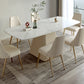 Metal Traditional Luxury Rectangular Dining Table Sintered Stone Table with Pedestal Base Clearhalo ' dining_table' 'Dining Tables & Seating' 'Dining Tables' 'furn' 'furn_dining_table' 'Furniture' 'furniture_dining_table' 'Kitchen & Dining Furniture' 'kitchen&dining_furn' 'kitchen' 'kitchen_dining_table' 3959671