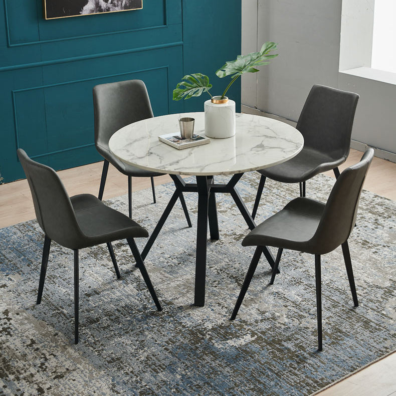 Round Marble White Dining Table Simplicity 4 Legs Table for Dining Room Clearhalo ' dining_table' 'Dining Tables & Seating' 'Dining Tables' 'furn' 'furn_dining_table' 'Furniture' 'furniture_dining_table' 'Kitchen & Dining Furniture' 'kitchen&dining_furn' 'kitchen' 'kitchen_dining_table' 3959688