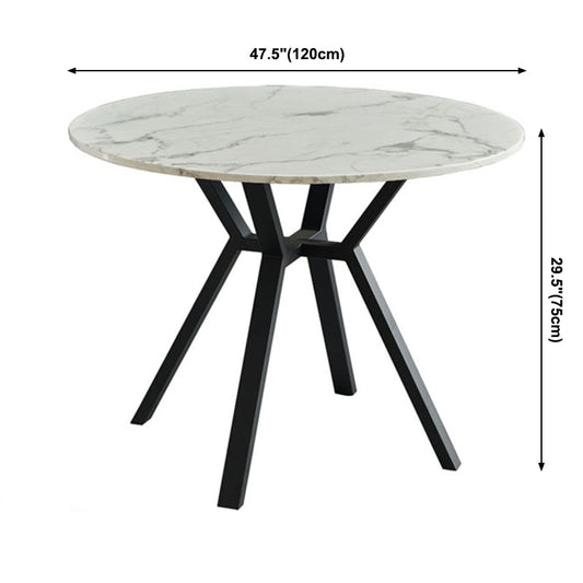 Round Marble White Dining Table Simplicity 4 Legs Table for Dining Room