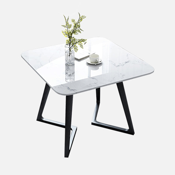 Sintered Stone White Tone Dining Table Industrial Double Pedestal Table for Dining Room Square Without Chairs Clearhalo ' dining_table' 'Dining Tables & Seating' 'Dining Tables' 'furn' 'furn_dining_table' 'Furniture' 'furniture_dining_table' 'Kitchen & Dining Furniture' 'kitchen&dining_furn' 'kitchen' 'kitchen_dining_table' 3959702