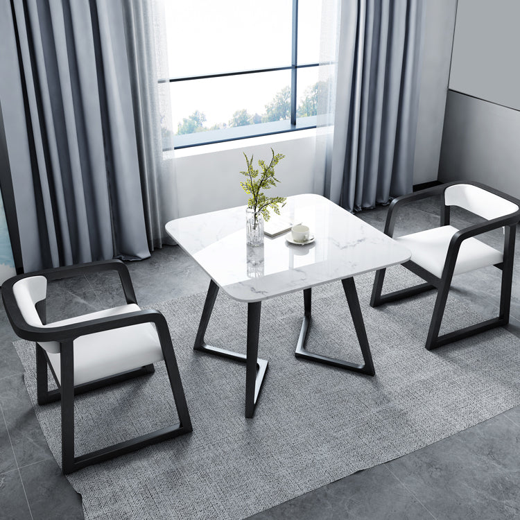 Sintered Stone White Tone Dining Table Industrial Double Pedestal Table for Dining Room Clearhalo ' dining_table' 'Dining Tables & Seating' 'Dining Tables' 'furn' 'furn_dining_table' 'Furniture' 'furniture_dining_table' 'Kitchen & Dining Furniture' 'kitchen&dining_furn' 'kitchen' 'kitchen_dining_table' 3959703