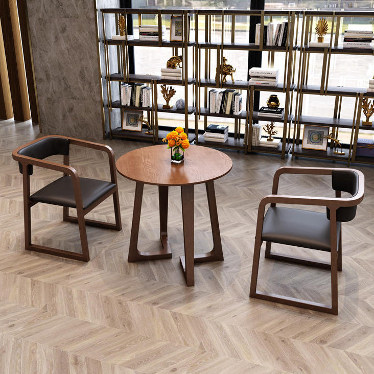 Solid Wood Brown Tone Dining Table Modern Double Pedestal Table for Dining Room Clearhalo ' dining_table' 'Dining Tables & Seating' 'Dining Tables' 'furn' 'furn_dining_table' 'Furniture' 'furniture_dining_table' 'Kitchen & Dining Furniture' 'kitchen&dining_furn' 'kitchen' 'kitchen_dining_table' 3959725