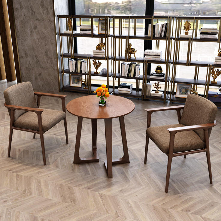 Solid Wood Brown Tone Dining Table Modern Double Pedestal Table for Dining Room Clearhalo ' dining_table' 'Dining Tables & Seating' 'Dining Tables' 'furn' 'furn_dining_table' 'Furniture' 'furniture_dining_table' 'Kitchen & Dining Furniture' 'kitchen&dining_furn' 'kitchen' 'kitchen_dining_table' 3959727
