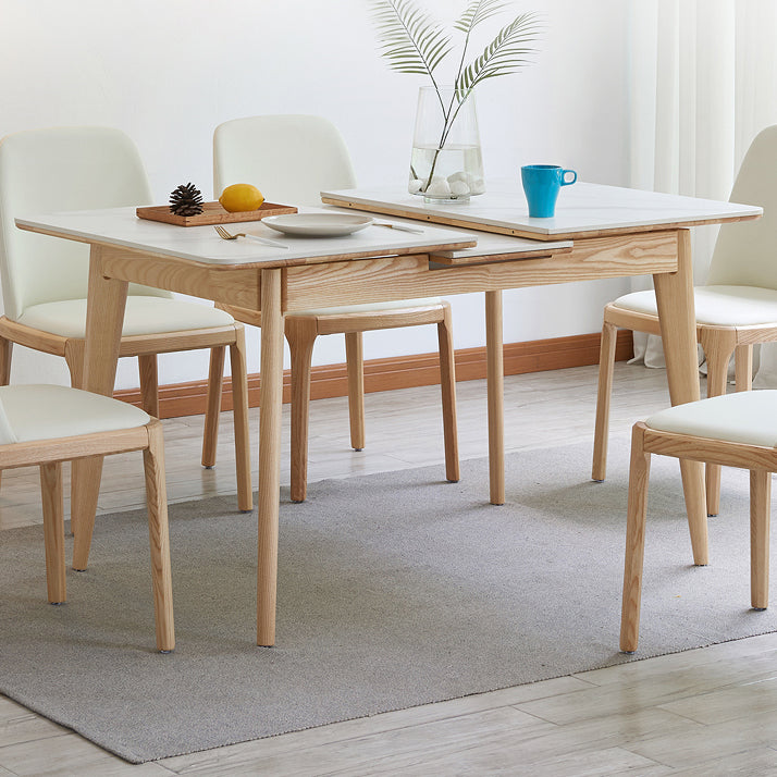 Rectangle Extendable Stone Dining Site Table Traditional Luxury Dinette Table with 4-foot Clearhalo ' dining_table' 'Dining Tables & Seating' 'Dining Tables' 'furn' 'furn_dining_table' 'Furniture' 'furniture_dining_table' 'Kitchen & Dining Furniture' 'kitchen&dining_furn' 'kitchen' 'kitchen_dining_table' 3959734