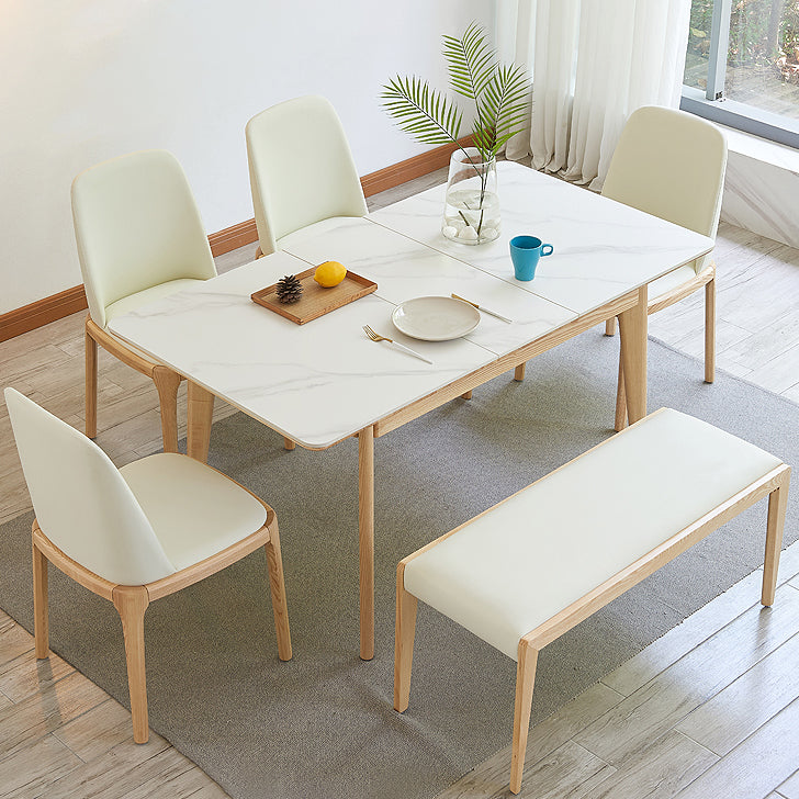 Rectangle Extendable Stone Dining Site Table Traditional Luxury Dinette Table with 4-foot Clearhalo ' dining_table' 'Dining Tables & Seating' 'Dining Tables' 'furn' 'furn_dining_table' 'Furniture' 'furniture_dining_table' 'Kitchen & Dining Furniture' 'kitchen&dining_furn' 'kitchen' 'kitchen_dining_table' 3959744