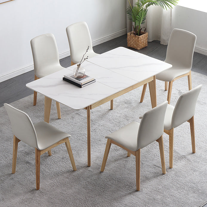 Rectangle Extendable Stone Dining Site Table Traditional Luxury Dinette Table with 4-foot Clearhalo ' dining_table' 'Dining Tables & Seating' 'Dining Tables' 'furn' 'furn_dining_table' 'Furniture' 'furniture_dining_table' 'Kitchen & Dining Furniture' 'kitchen&dining_furn' 'kitchen' 'kitchen_dining_table' 3959745