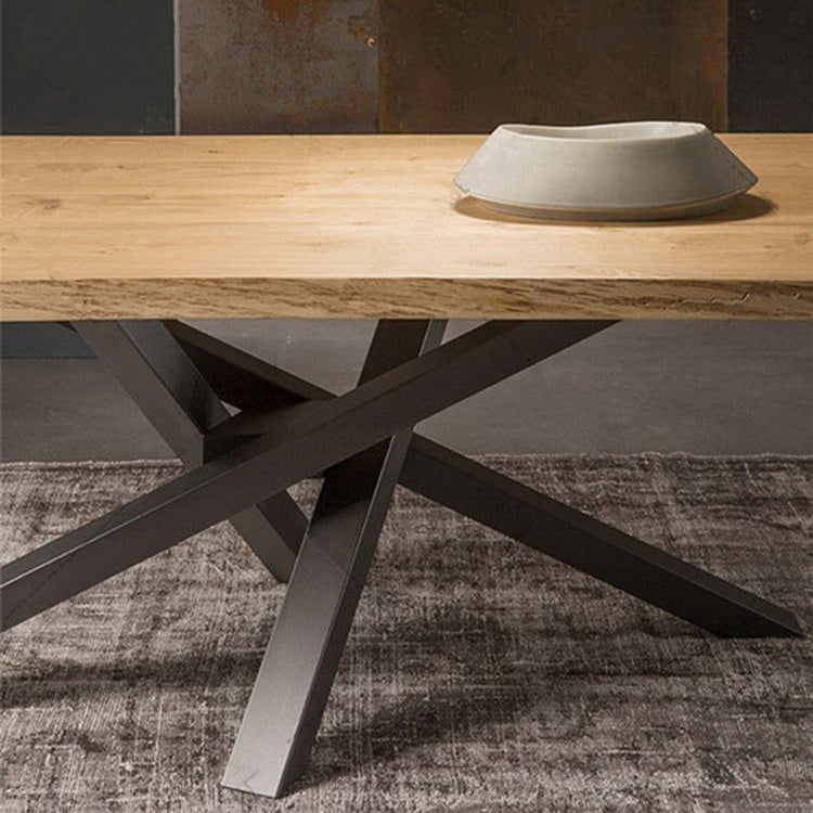 Pine Solid Wood Dining Table Single Pedestal Metallic Base Rectangle Table for Home Clearhalo ' dining_table' 'Dining Tables & Seating' 'Dining Tables' 'furn' 'furn_dining_table' 'Furniture' 'furniture_dining_table' 'Kitchen & Dining Furniture' 'kitchen&dining_furn' 'kitchen' 'kitchen_dining_table' 3959755