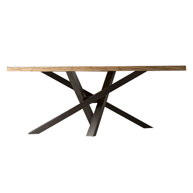 Pine Solid Wood Dining Table Single Pedestal Metallic Base Rectangle Table for Home Clearhalo ' dining_table' 'Dining Tables & Seating' 'Dining Tables' 'furn' 'furn_dining_table' 'Furniture' 'furniture_dining_table' 'Kitchen & Dining Furniture' 'kitchen&dining_furn' 'kitchen' 'kitchen_dining_table' 3959756