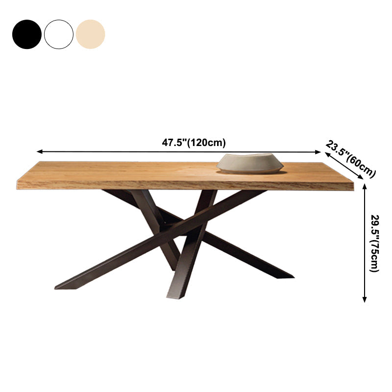 Pine Solid Wood Dining Table Single Pedestal Metallic Base Rectangle Table for Home Clearhalo ' dining_table' 'Dining Tables & Seating' 'Dining Tables' 'furn' 'furn_dining_table' 'Furniture' 'furniture_dining_table' 'Kitchen & Dining Furniture' 'kitchen&dining_furn' 'kitchen' 'kitchen_dining_table' 3959757