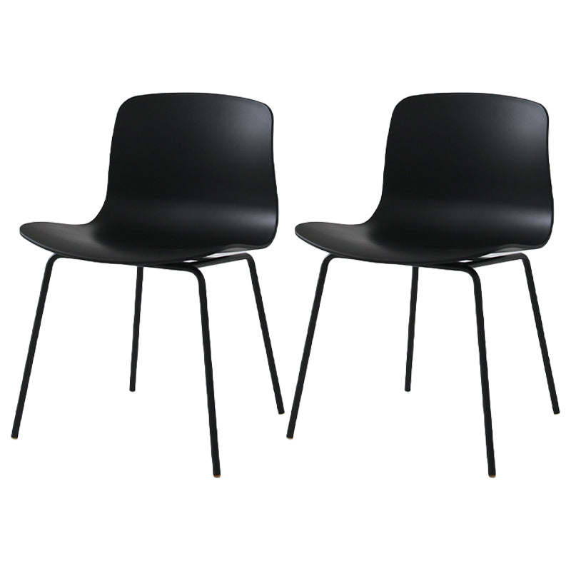 Contemporary Metal Dining Armless Chairs Plastic Dining Chairs for Restaurant Black 2 Piece Set Black Clearhalo ' kitchen&dining_furn' 'Dining Chairs' 'Dining Tables & Seating' 'dining_chair' 'furn' 'furn_dining_chair' 'Furniture' 'furniture_dining_chair' 'Kitchen & Dining Furniture' 'kitchen' 3966612