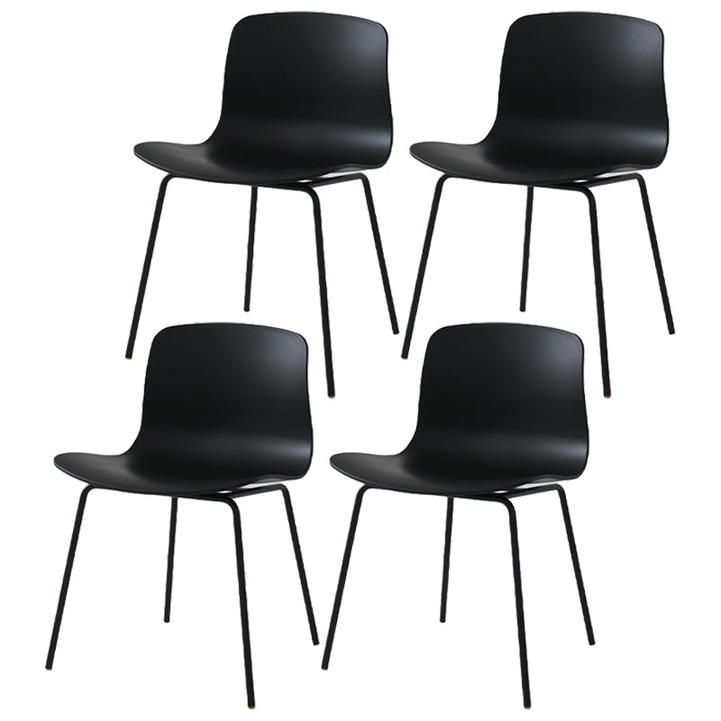 Contemporary Metal Dining Armless Chairs Plastic Dining Chairs for Restaurant Black 4 Piece Set Black Clearhalo ' kitchen&dining_furn' 'Dining Chairs' 'Dining Tables & Seating' 'dining_chair' 'furn' 'furn_dining_chair' 'Furniture' 'furniture_dining_chair' 'Kitchen & Dining Furniture' 'kitchen' 3966615