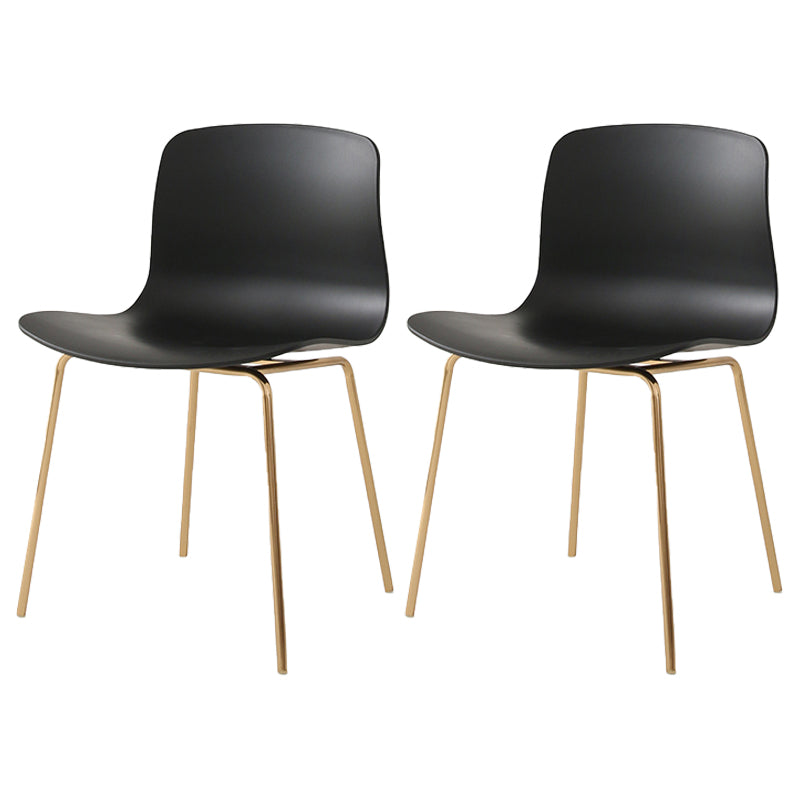 Contemporary Metal Dining Armless Chairs Plastic Dining Chairs for Restaurant Black 2 Piece Set Brass Gold Clearhalo ' kitchen&dining_furn' 'Dining Chairs' 'Dining Tables & Seating' 'dining_chair' 'furn' 'furn_dining_chair' 'Furniture' 'furniture_dining_chair' 'Kitchen & Dining Furniture' 'kitchen' 3966619