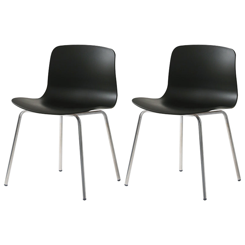 Contemporary Metal Dining Armless Chairs Plastic Dining Chairs for Restaurant Black 2 Piece Set Silver Clearhalo ' kitchen&dining_furn' 'Dining Chairs' 'Dining Tables & Seating' 'dining_chair' 'furn' 'furn_dining_chair' 'Furniture' 'furniture_dining_chair' 'Kitchen & Dining Furniture' 'kitchen' 3966624