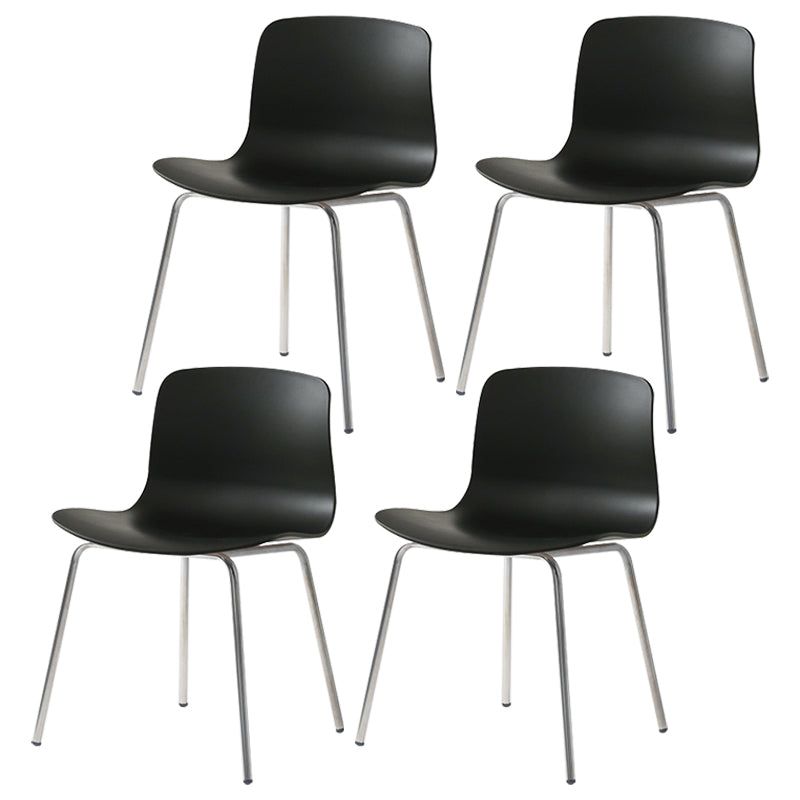 Contemporary Metal Dining Armless Chairs Plastic Dining Chairs for Restaurant Black 4 Piece Set Silver Clearhalo ' kitchen&dining_furn' 'Dining Chairs' 'Dining Tables & Seating' 'dining_chair' 'furn' 'furn_dining_chair' 'Furniture' 'furniture_dining_chair' 'Kitchen & Dining Furniture' 'kitchen' 3966626
