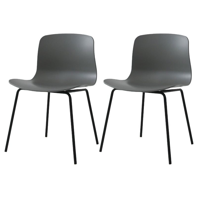 Contemporary Metal Dining Armless Chairs Plastic Dining Chairs for Restaurant Grey 2 Piece Set Black Clearhalo ' kitchen&dining_furn' 'Dining Chairs' 'Dining Tables & Seating' 'dining_chair' 'furn' 'furn_dining_chair' 'Furniture' 'furniture_dining_chair' 'Kitchen & Dining Furniture' 'kitchen' 3966631