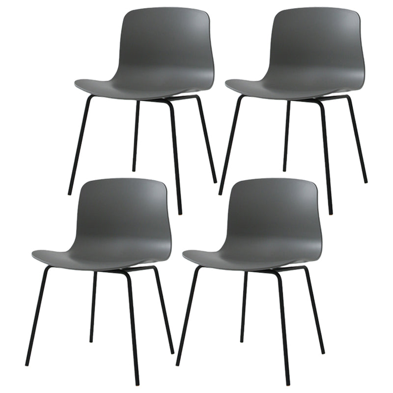 Contemporary Metal Dining Armless Chairs Plastic Dining Chairs for Restaurant Grey 4 Piece Set Black Clearhalo ' kitchen&dining_furn' 'Dining Chairs' 'Dining Tables & Seating' 'dining_chair' 'furn' 'furn_dining_chair' 'Furniture' 'furniture_dining_chair' 'Kitchen & Dining Furniture' 'kitchen' 3966633